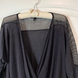 Lapis Black Mesh Sleeve Top